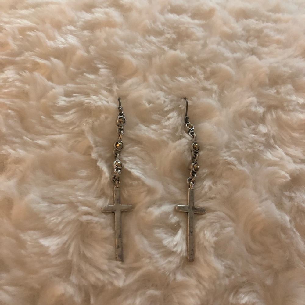 Silver cross earrings!